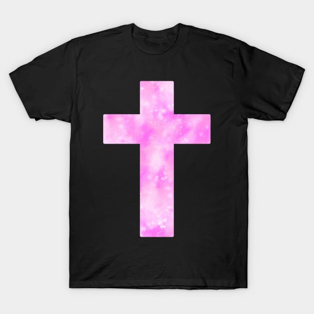 Pink Nebula Cross T-Shirt by BonBonBunny